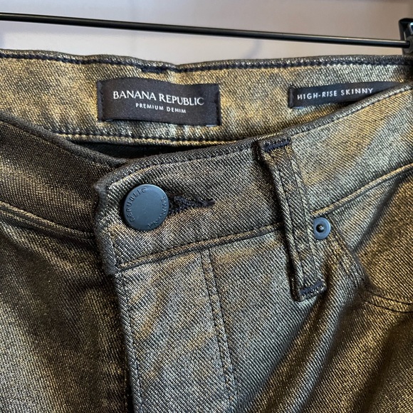 Banana Republic SZ 29 Gold Metallic High Rise Skinny Jeans! - Picture 7 of 11
